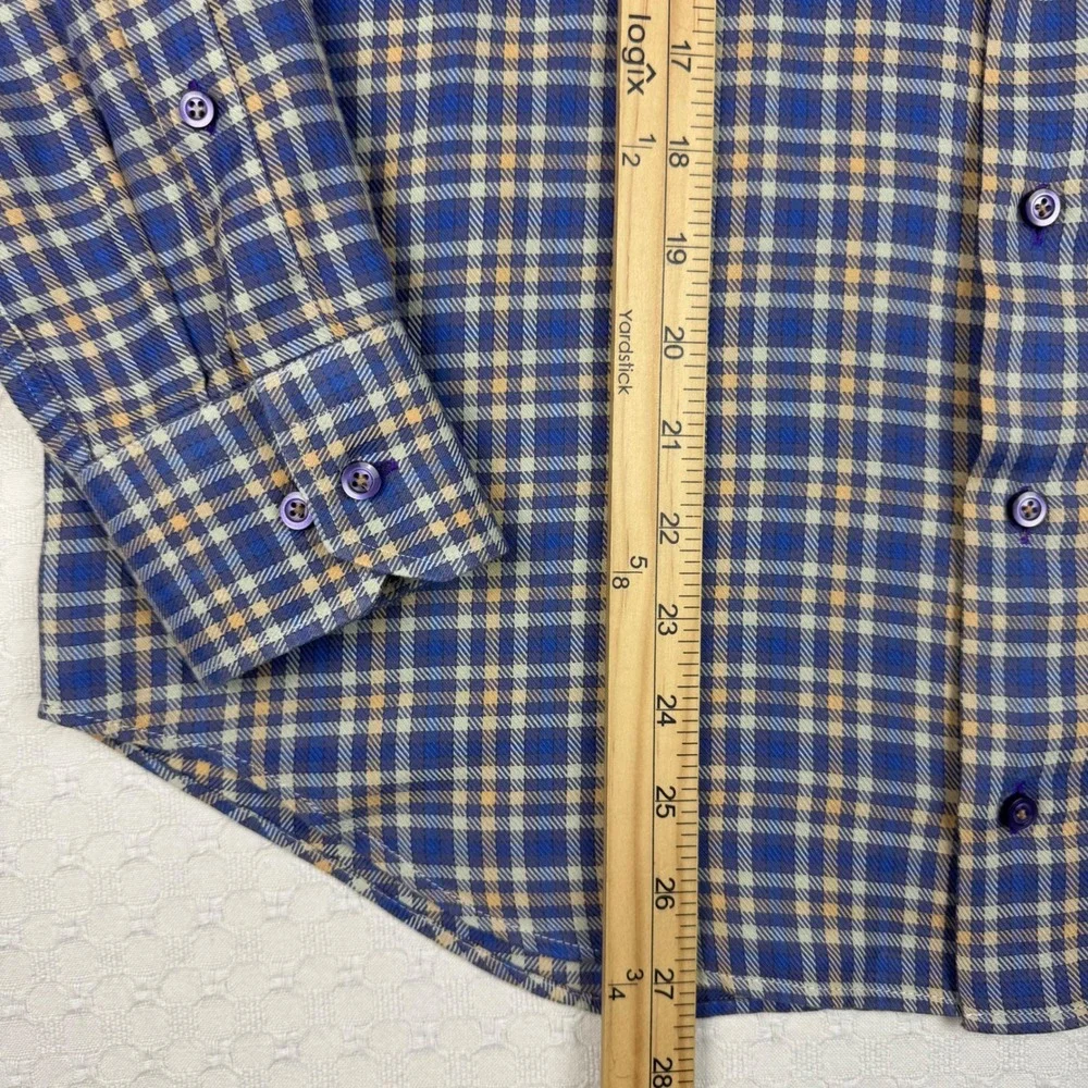 Hagen Carmel CA Plaid Button Up Shirt Preppy Mens M Blue Yellow Office Timeless